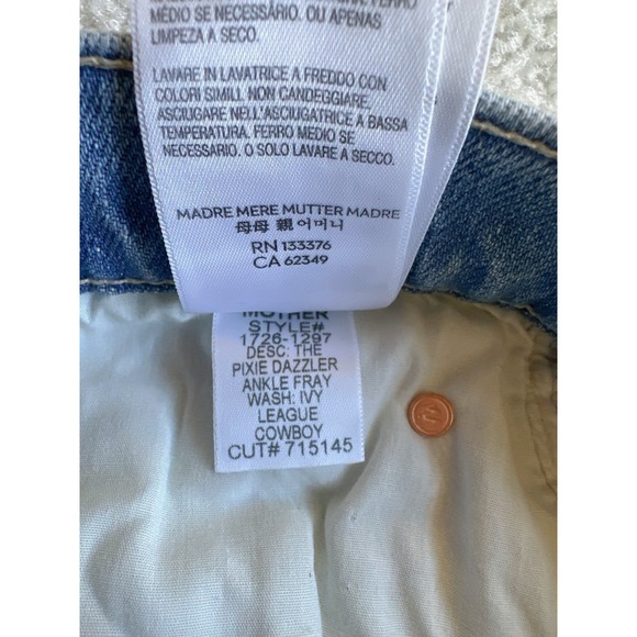 $238 NWT MOTHER PIXIE DAZZLER ANKLE FRAY  Jeans In Ivy League Cowboy Size 25 - Picture 11 of 16